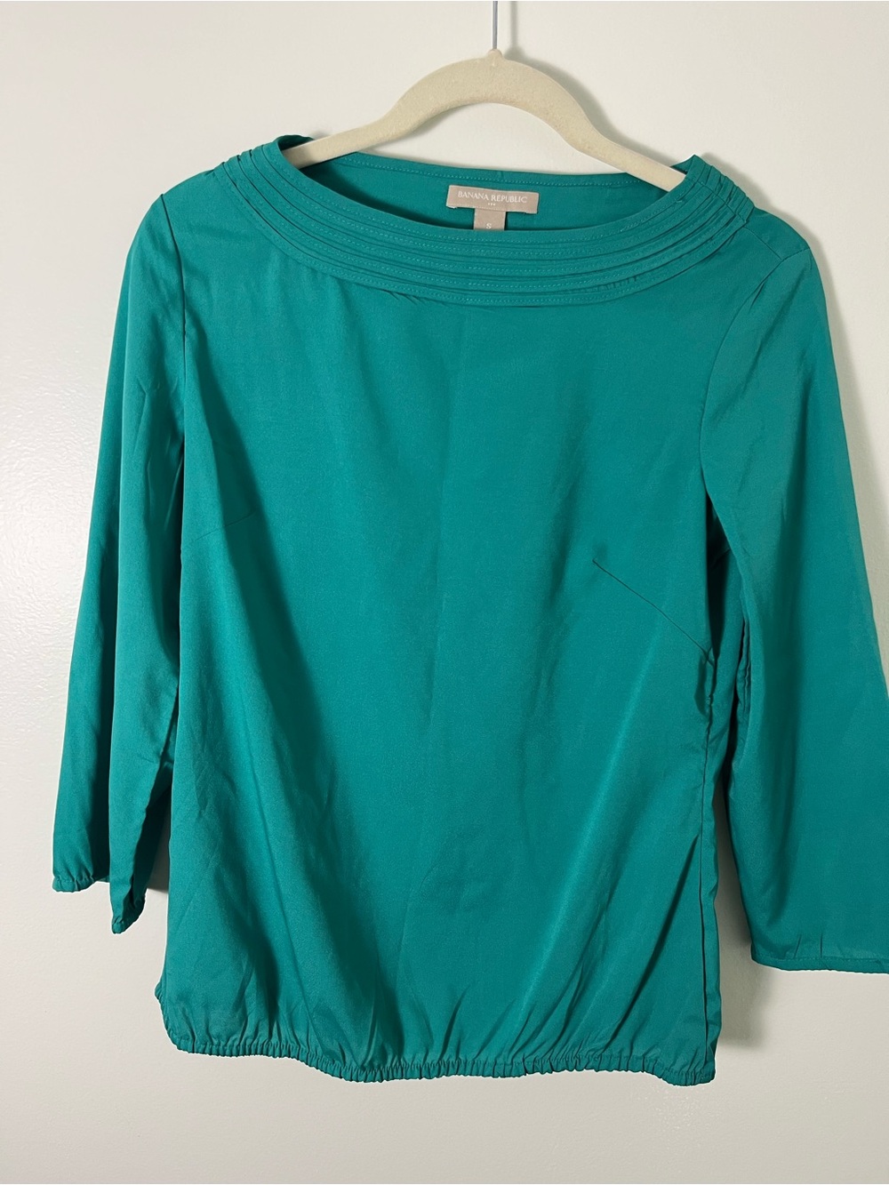 Banana Republic Teal Boatneck 3/4 Sleeve Blouse